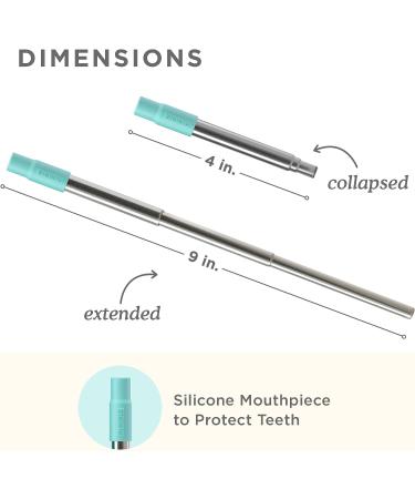 ZOKU Reusable Straw with Case - Collapsible Stainless Steel Metal Straw for Travel and On the Go - Teal Pocket Straw - Buy Online on GoSupps.com