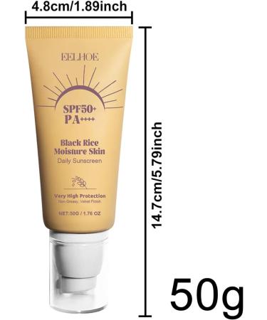 Black Rice Sunscreen Moisturizing Daily Sunscreen Rice Moisture Daily Sunscreen Nourishing Skin Protection & UV Defense 50g Non-greasy Velvet Finish Concealer Isolation for Face Body - Buy Online on GoSupps.com
