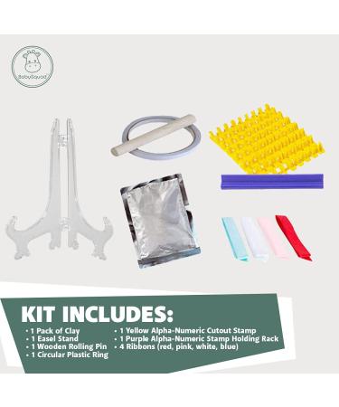 BabySquad Handprint Footprint Clay Keepsake Ornament Kit - Non Toxic & Shatterproof - Includes Stencil, Easel, Ribbons, Claypack, Rolling Pin & More - Buy Online on GoSupps.com