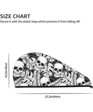 Hair Towel Wrap - Quick-Dry Turban with Button | Skull & Palm Leaves Design for Effortless Hair Drying - Buy Online on GoSupps.com