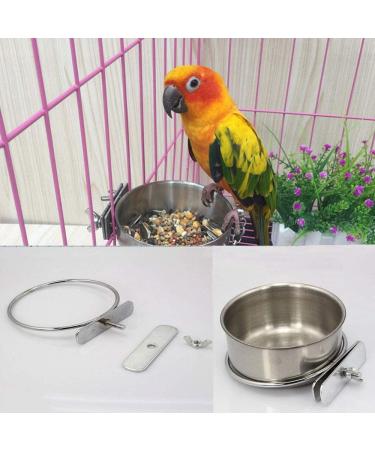 Old Tjikko Pet Feeder Water Cup 20oz - Stainless Steel Cage Coop Hook Bowl for Bird Hamster Small Animals - Buy Online on GoSupps.com