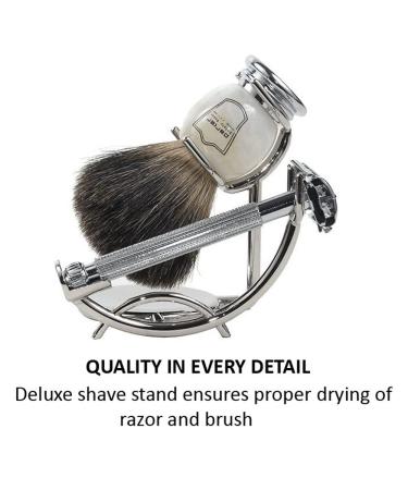 Parker 29L Safety Razor Set | Black Badger Brush & Stand - Premium Shaving Kit for a Perfect Grooming Experience - Buy Online on GoSupps.com