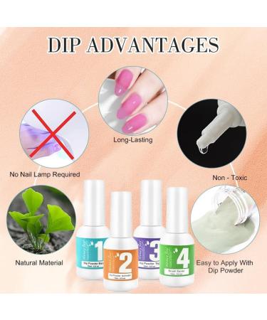 Dip Powder Nail Kit - 4 Colors Nude Pink Brown Starter Set | Acrylic Dipping System with 4 Powder & 4 Liquid 15ml Bottles - Buy Online on GoSupps.com
