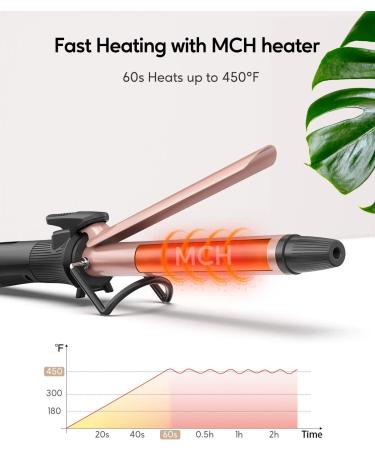 1 Inch Ceramic Coated Curling Wand - Professional Hair Curler, 450F Instant Heat, Dual Voltage - 25mm Barrel - Buy Online on GoSupps.com