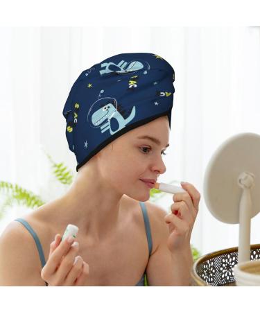 Space Dinosaur Hair Towel Wrap - Quick Drying Towel Turban with Button for Effortless Hair Drying - Buy Online on GoSupps.com