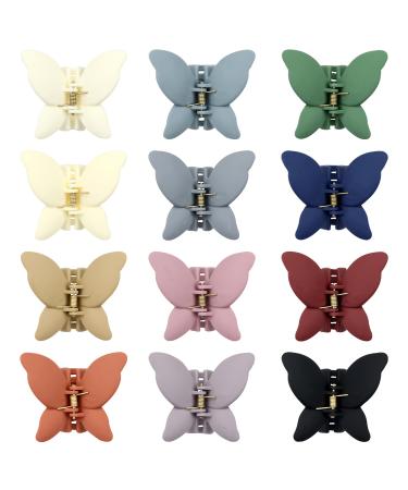 12 Pack Colorful Frosted Butterfly Hair Clips - Y2K Hair Accessories for Women, Girls, Kids - Buy Online on GoSupps.com