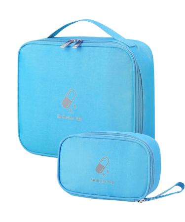 2stk medication bag Large capacity empty waterproof emergency bag first help bag travel pharmacy bag medicine storage bag for travel home office office (blue)
