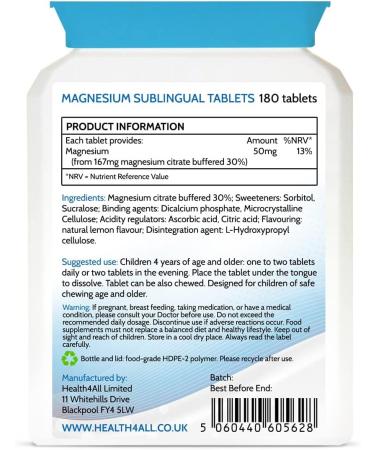Health4All Kids Magnesium Chewable Tablets - Vegan Citrate Sleep Aid for Anxiety, Sleep, and Ticks - 180 Count - Buy Online on GoSupps.com