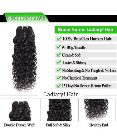 Shop Ladiary Brazilian Water Wave Hair Bundles - 9A Remy Human Hair Weave Natural Black 18-22 Inches | International Shipping Available - Buy Online on GoSupps.com