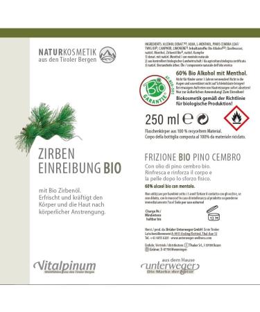 Unterweger Organic Pine Oil - 250 ml - For physical effort - Buy Online on GoSupps.com