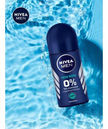 NIVEA MEN Fresh Ocean 48 H Antiperspirant 0% Aluminum Salt Roll-on for Men 50 ml - Buy Online on GoSupps.com