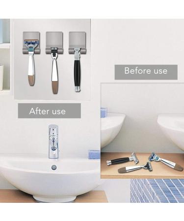 Geardangloow 3 Set Silver - Self-Adhesive Bathroom Hooks for Razors Towels & Shower Puff - Ideal for Shaving & Grooming - Buy Online on GoSupps.com