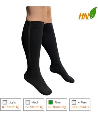 Closed Toe 20-30 mmHg Compression Socks for Big Calves - Extra Wide Black with Zipper 5X-Large - Buy Online on GoSupps.com