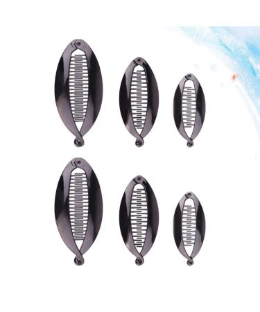 Solustre 6-Piece Banana Hair Cap Clip Set | Slide-Resistant Hair Accessories for Women & Girls - Black - Buy Online on GoSupps.com