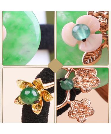 Vintage Chinese Natural Jade Gemstone Hair Tie - Retro Hair Accessories for Women - Buy Online on GoSupps.com