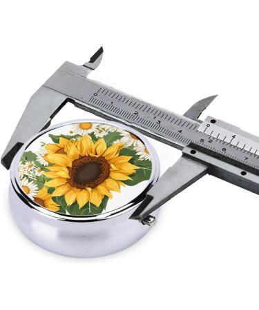 Buy Yellow Sunflowers & White Flowers Round Pill Box - 3 Compartment Portable Travel Medicine Organizer - Buy Online on GoSupps.com