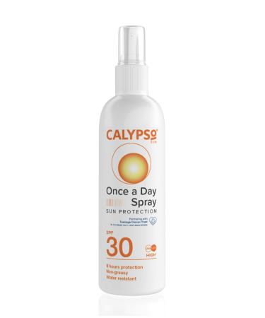 Calypso Once A Day Sun Protection Spray SPF30 | 8 Hours Sun Protection | Non Greasy | Water Resistant | 200ml Transparent package may vary - Buy Online on GoSupps.com