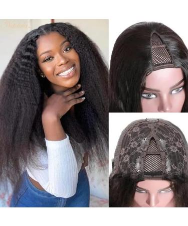 Nadula V Part Kinky Straight Human Hair Wig 18 150% Density - Glueless V Shape Clip-in Half Wig for Women - No Leave Out Needed - Upgraded U Part Design - Buy Online on GoSupps.com