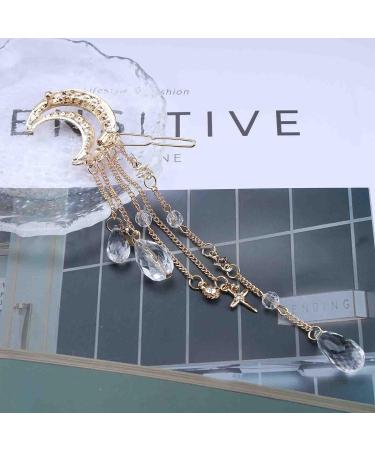 Erimberate Bohemian Moon Star Hair Clip - Gold Crystal Drop Hair Barrette for Women and Girls - Buy Online on GoSupps.com
