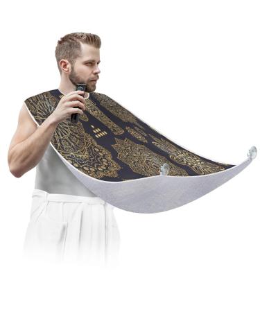 Ethnicity Elephant Style Beard Bib Apron Beard Bib Hair Catcher for Men Shaving and Trimming Non-Stick Waterproof Beard Cape Grooming Cloth with 2 Suction Cups Gifts for Men