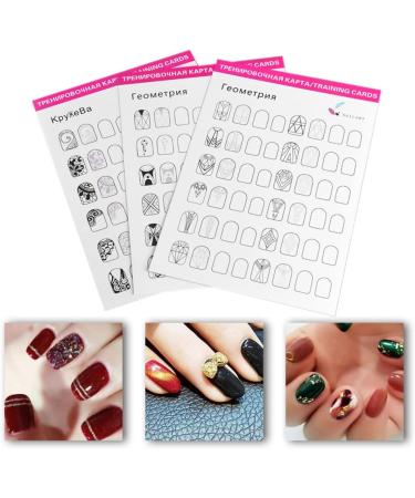 POPETPOP 24 Sheets coloring exercise book Nail Art Practice Cards Manicure Training Book Nail Art Practice Supplies Manicure Practice Supplies training supplies white Paper pattern - Buy Online on GoSupps.com