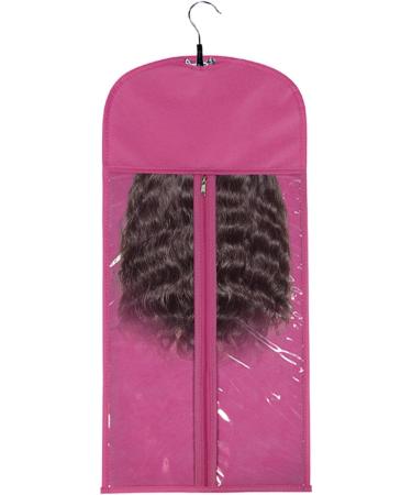 Wig Holder Hair Extension Storage | Hairpieces Storage Holder Hair Extensions Bag with Hanger Dust-Proof Wig Bag for Women Hair Store Style Human Hot Pink - Buy Online on GoSupps.com