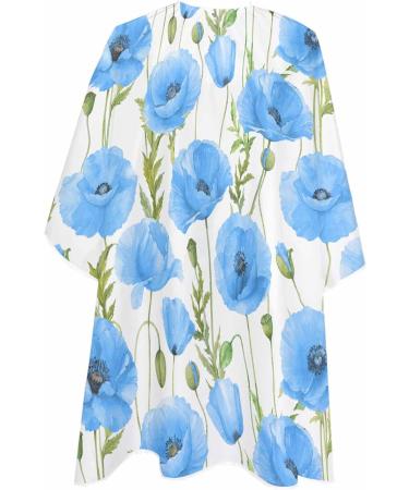 Floral Blue Barber Cape - Adjustable Hair Cutting Cape for All Ages | Watercolor Green Leaf Design | 55x63 Inch Hairdressing Accessory - Buy Online on GoSupps.com