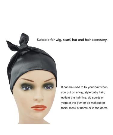 Satin Edge Laying Scarves for Wigs | Women's Grip Band Headband for Yoga Makeup & Sports - Black - Buy Online on GoSupps.com