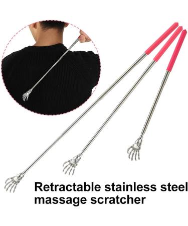 Trixes Pink Back Scratcher - Extendable Telescopic Stainless Steel Hand - Body Massage & Head Scratch Device - Funny Cool Gadget for Relaxation - Buy Online on GoSupps.com