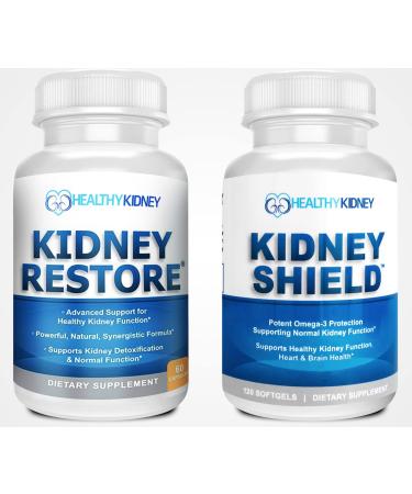 Kidney Restore & Kidney Shield 2-Pack Bundle for Kidney Cleanse Support Kidney Function Renal Health and More