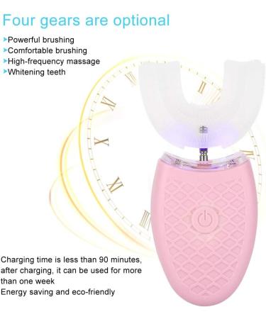 U-Shaped Electric Sonic Toothbrush for Adults | Automatic Cleaning & Cold Light Whitening | Waterproof Oral Care Toothbrush (Pink) - Buy Online on GoSupps.com