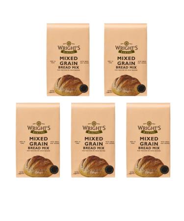 Wright's Mixed Grain Bread Mix 500g X 5 Pack With Seeds and Grains High in Fibre For Machine or Hand Baking Simply Add Water Suitable for Vegetarians