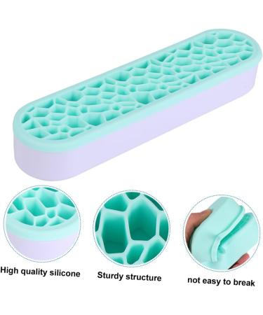 Buy Housoutil Silicone Makeup Brush Storage Box | Brush Drying Rack & Organizer | Green 28X5CM - Ideal for Air Drying & Desktop Organization - Buy Online on GoSupps.com