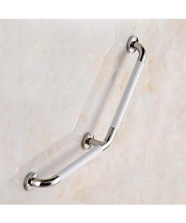 Angled Grab Rail Safety Support Rail Stainless Steel Chrome Grab Bar for Bathroom (Color : White) (White)