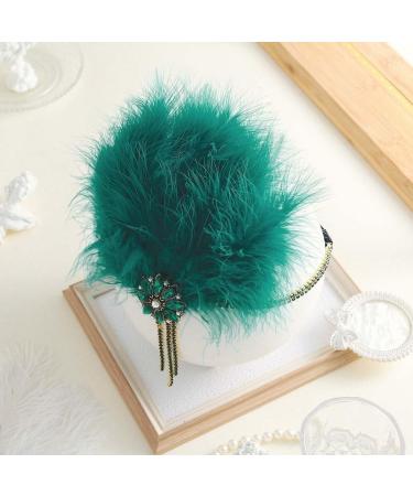 IYOU 1920s Feather Gatsby Headpiece Green Crystal Flapper Headband Tassel Vintage Party Festival Hair Accessories for Women - Buy Online on GoSupps.com