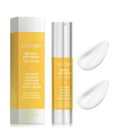 Retinol Eye Cream for Dark Circles - Rapid Under Dark Circles Wrinkles Eye Bags Puffiness Remover for Women and Men Temporary Firming & Tightening Treatment 0.66 fl oz (Gold)