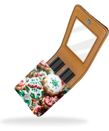 Shop Stylish Leather Lipstick Case with Mirror - Mini Lipstick Holder Bag in Assorted Cookie Patterns - Buy Online on GoSupps.com