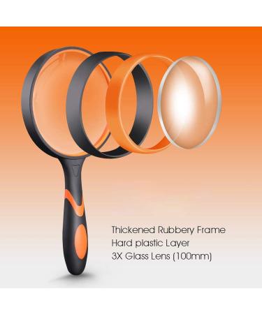 Pocket Magnifier Magnifying Glass 3X Handheld Reading Magnifier with Non Slip Soft Rubber Atmosphere - Buy Online on GoSupps.com
