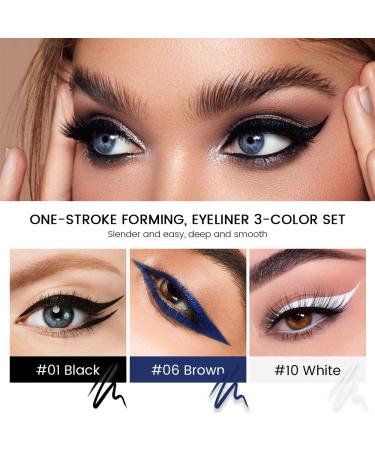 3Pcs Liquid Wing Eyeliner Stamp Set - Black, Royal Blue, White | Waterproof Eye Pencil Makeup - Colored Liners Stamps Shapes | 3 Count Pack - Buy Online on GoSupps.com