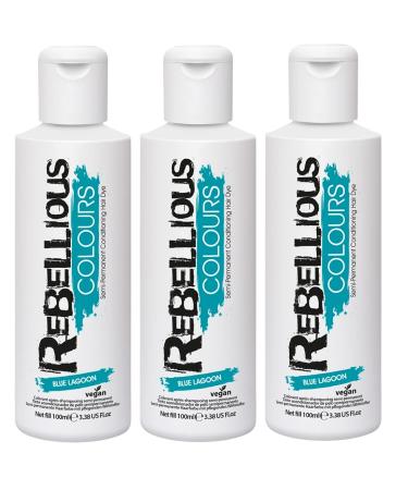 Rebellious Colour Semi Permanent Hair Dye Conditioning vegan cruelty free direct hair colour application 300ml (Blue Lagoon)
