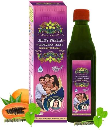 DK Giloy Papita Ras | Pack of 2 | Naturally boosts your immunity | Detoxifying | 100% natural (500 ml) - Buy Online on GoSupps.com
