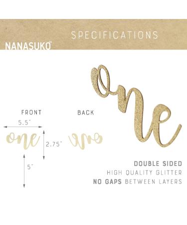 NANASUKO 1st Birthday Cake Topper - Double Sided Gold Glitter - Made in USA - Buy Online on GoSupps.com