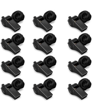 Hipat Whistle, Sports Whistles with Lanyard, Loud Crisp Sound Whistles Bulk Perfect for Coaches, Referees, and Officials b: 12PCS Black whistles
