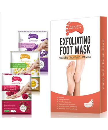 FC Fancy 3 Pair Foot Peeling Mask Footmook Cornea removal Sock cornea remove Raue Foot Foot Scrub Baby Feet Naturalgel Anti Horn skin socks for women men lavender rose chamomile