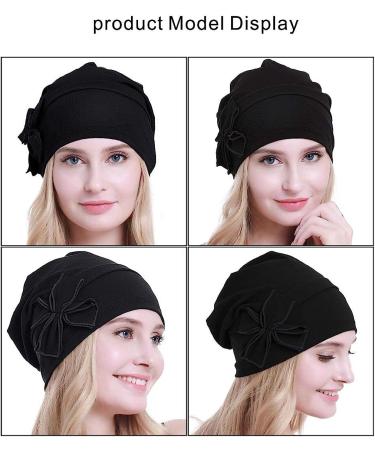 Osvyo Cotton Chemo Turbans Headwear Beanie Hat Cap for Women - Black - Buy Online on GoSupps.com
