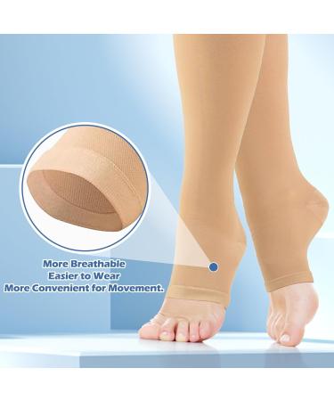 Compression Stockings for Women & Men | 23-32 mmHg Thigh High Varicose Vein Socks | Open Toe Support Hose - Relieve Fatigue - Buy Online on GoSupps.com
