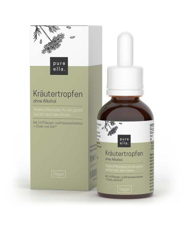 Pure Ella Herbal drops without alcohol - dietary supplements with plant and herbal extracts zinc & cholin - bitter drops for a good metabolism - 1 x 50 ml
