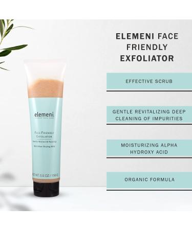 elemeni Organic Face Scrub - Unisex Exfoliator & Facial Cleanser with Alpha Hydroxy Acid | 5.5 OZ Vegan Friendly Skincare - Buy Online on GoSupps.com
