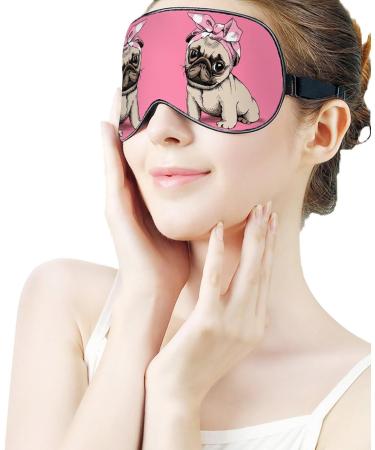 LynaRei Puppy Pug Dog Sleeping Mask - Adorable Pink Eye Cover for Blocking Light - Buy Online on GoSupps.com