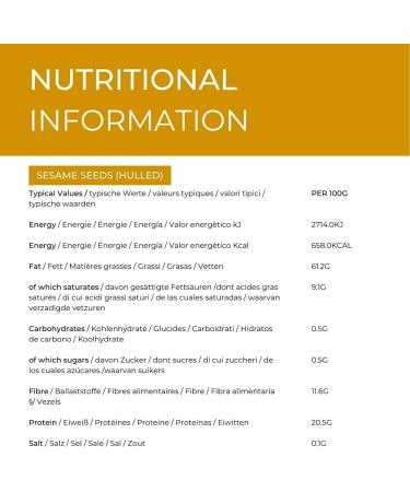 Hides Fine Foods - Hulled Sesame Seeds 1kg - GMO Free - Suitable for Vegetarians - Cooking - Tahini - Toasting - Asian Cooking - Baking - Sesame Bars - Brittle - Buy Online on GoSupps.com